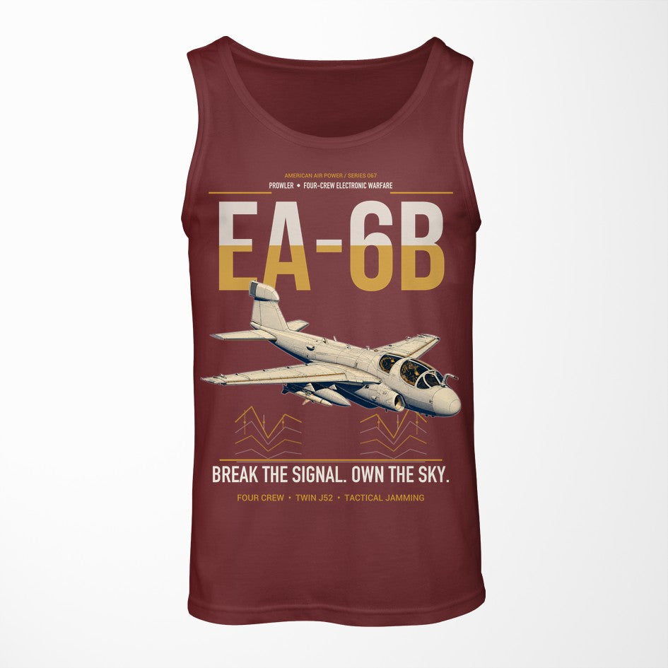 EA-6B Prowler design on dark red tank top
