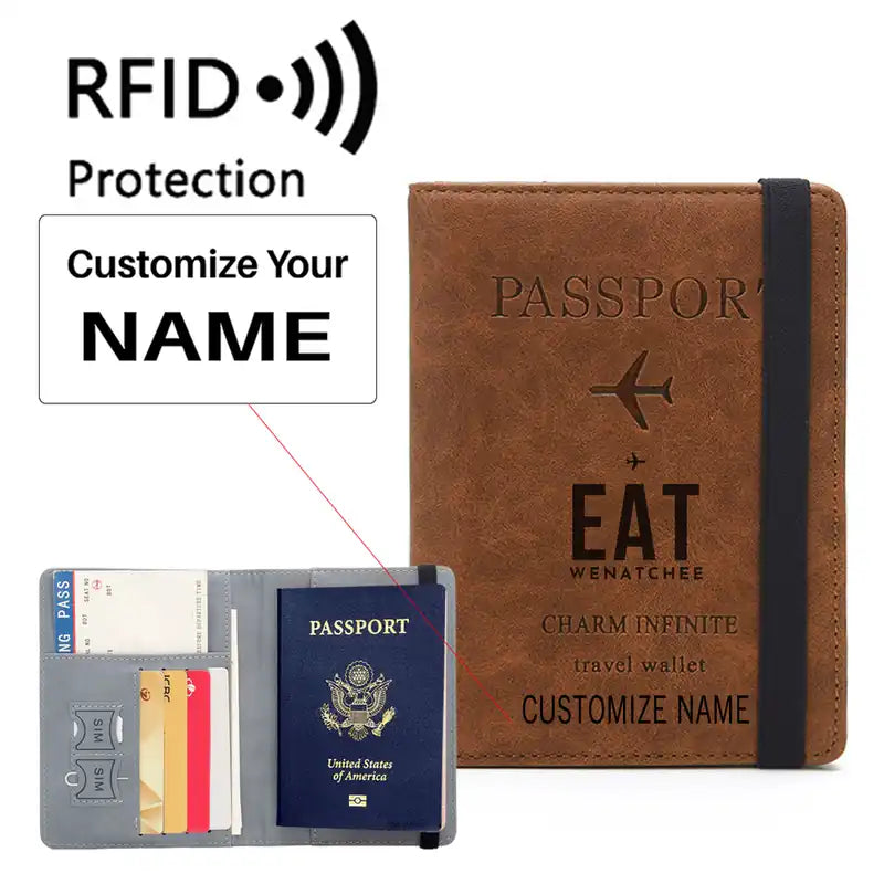Pangborn Memorial Airport (EAT) Leather Wallets - Passport Wallet - Code