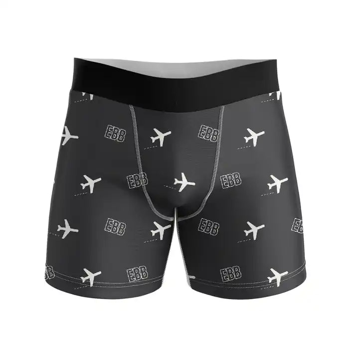 Entebbe International Airport (EBB) Men Boxers - Pattern - Black