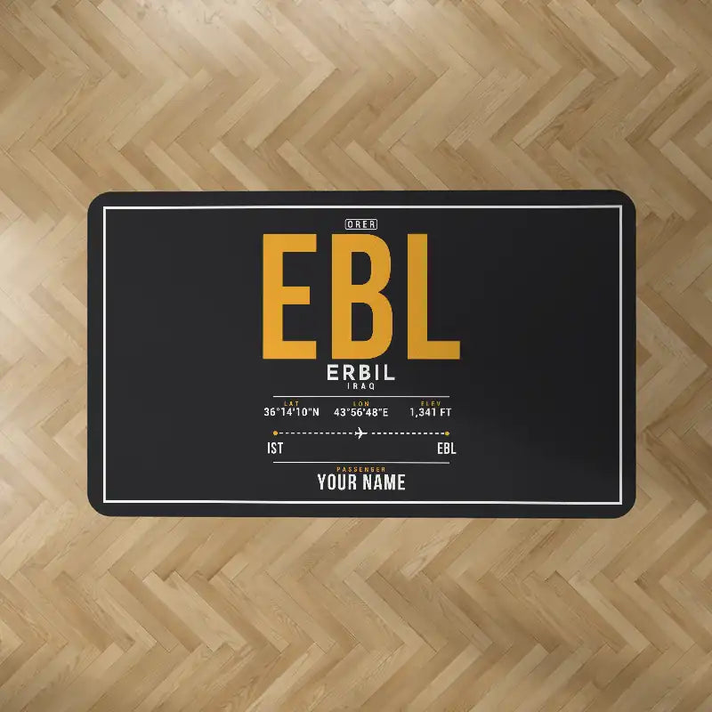 Erbil International Airport (EBL) Carpets - Carpet Rectangle - ID Tag + Name - Black V2