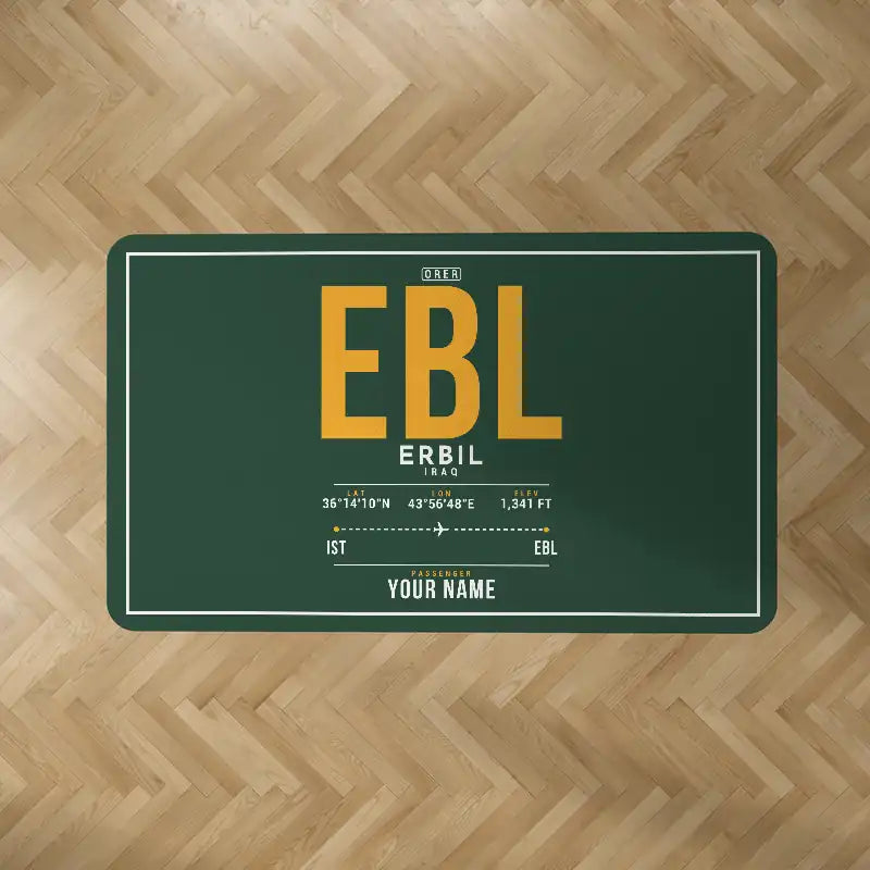 Erbil International Airport (EBL) Carpets - Carpet Rectangle - ID Tag + Name - Dark Green V2
