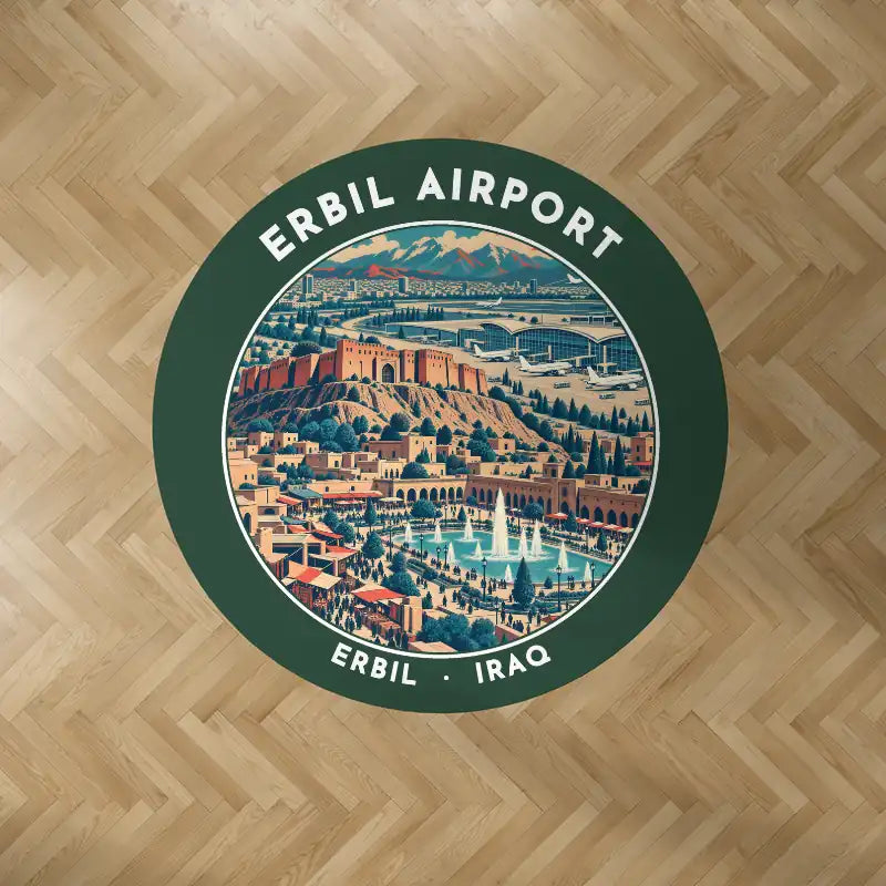 Erbil International Airport (EBL) Carpets - Carpet Round - Badge - Dark Green V2