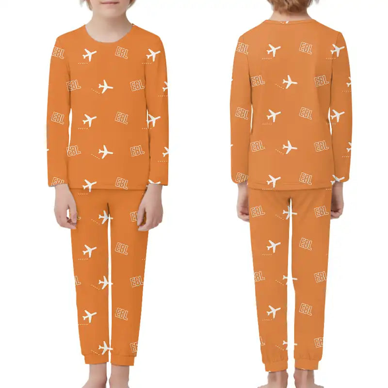 Erbil International Airport (EBL) Pajamas - Children Pajamas - Orange