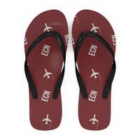 Thumbnail for Ercan International Airport (ECN) Slippers & Flip Flops - Slippers - Flip Flops - Pattern - Dark Red