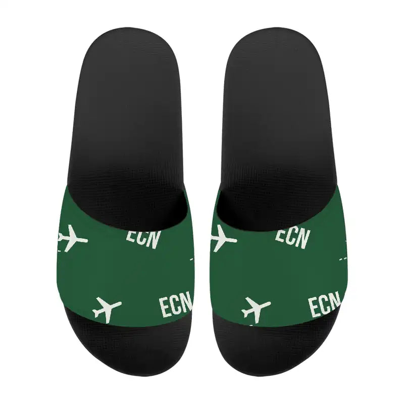 Ercan International Airport (ECN) Slippers & Flip Flops - Slippers - Sport - Pattern - Green