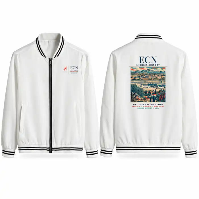 Ercan International Airport (ECN) Stylish Jackets - Baseball Collar - Poster - White
