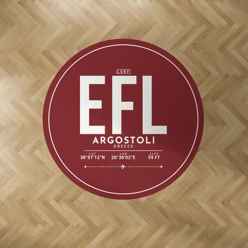 Kefalonia International Airport (EFL) Carpets - Carpet Round - ID Tag - Dark Red V2