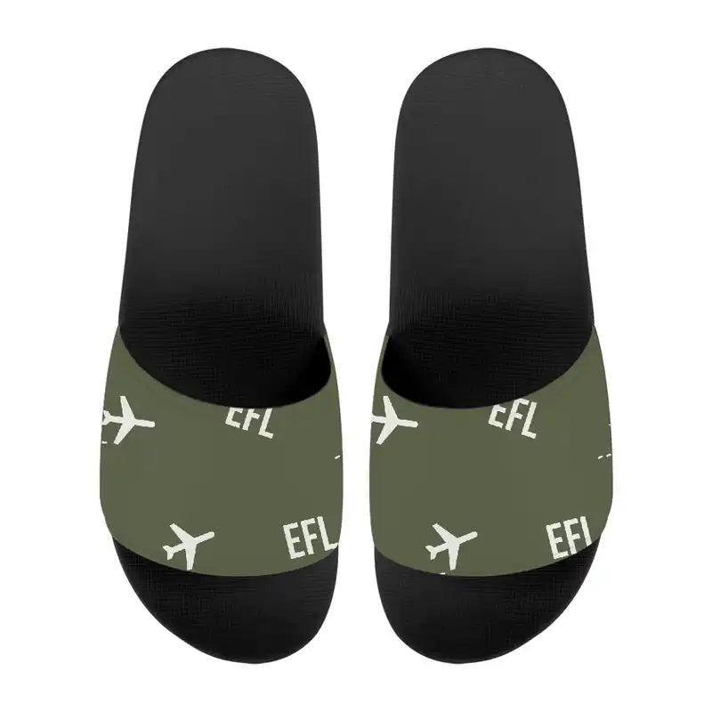 Kefalonia International Airport (EFL) Slippers & Flip Flops - Slippers - Sport - Pattern - Green Army