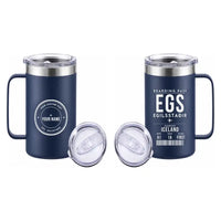 Thumbnail for Egilsstaðir Airport (EGS) Stainless Steel Mugs - Boarding Pass + Custom Back - Stainless Steel Mug - 24 oz / 700ML - Navy Blue
