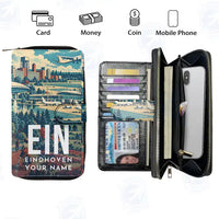 Thumbnail for Eindhoven Airport (EIN) Leather Wallets - Zip Long Wallet - Scene + Name