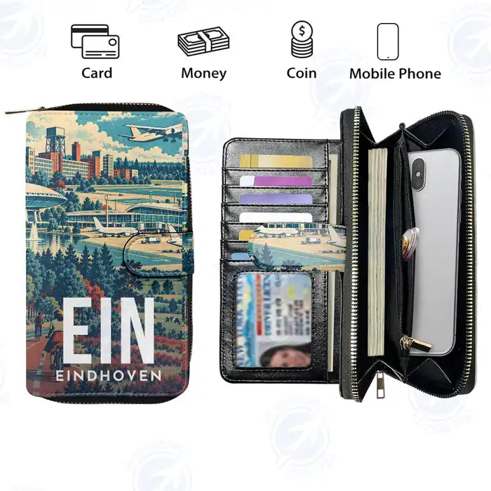Eindhoven Airport (EIN) Leather Wallets - Zip Long Wallet - Scene