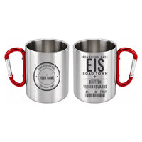 Thumbnail for Terrance B. Lettsome International Airport (EIS) Stainless Steel Mugs - Boarding Pass + Custom Back - Outdoors Mug - Red