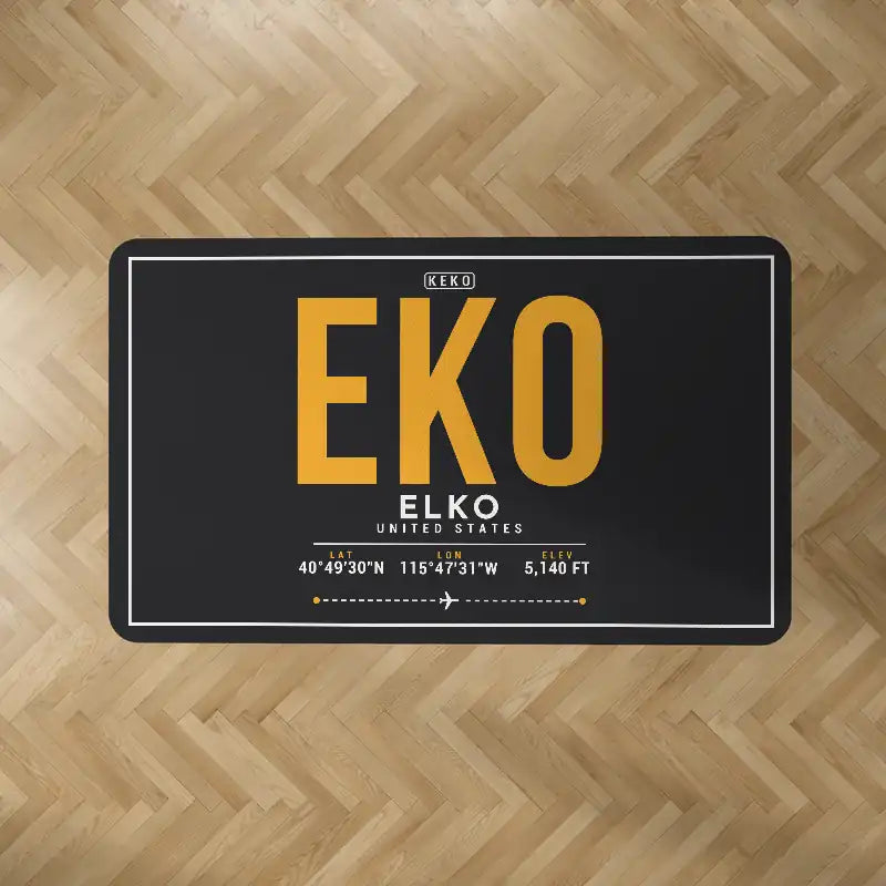 Elko Regional Airport (EKO) Carpets - Carpet Rectangle - ID Tag - Black V2