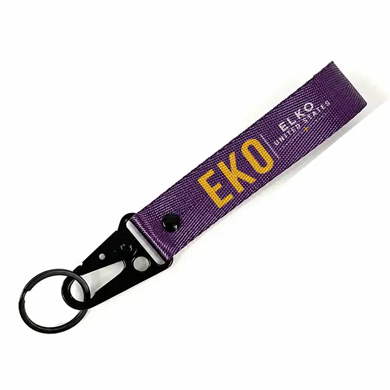 Elko Regional Airport (EKO) Hawk-Shaped Key Chains - Hawk Key Chain - Tag - Purple