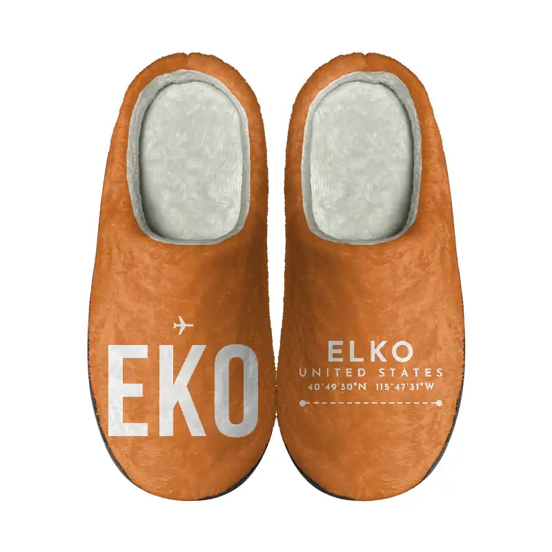 Elko Regional Airport (EKO) Slippers & Flip Flops - Slippers - Cotton - Code - Different - Orange