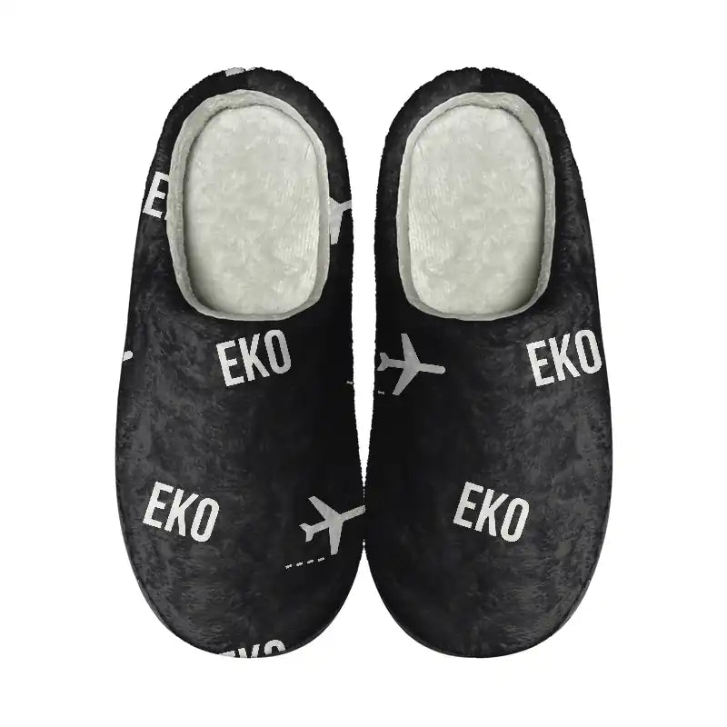Elko Regional Airport (EKO) Slippers & Flip Flops - Slippers - Cotton - Pattern - Black