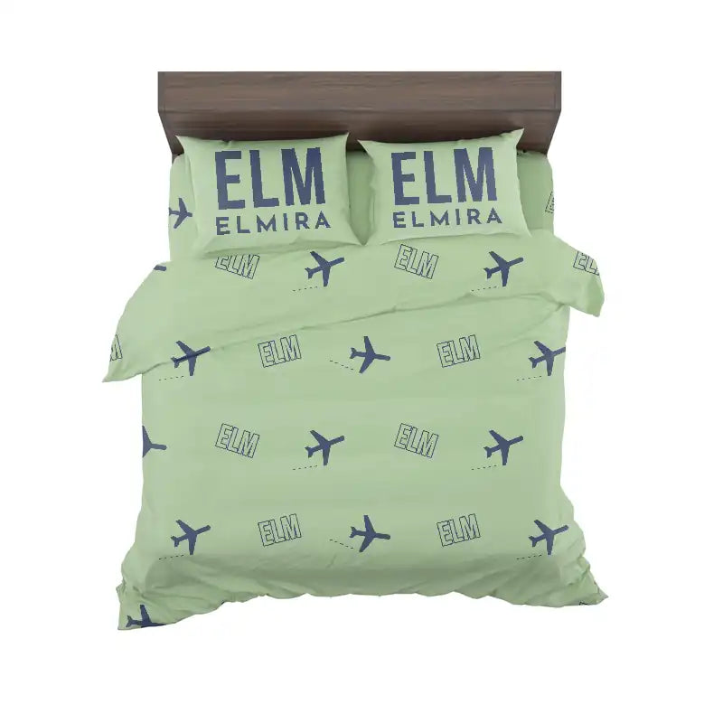Elmira Corning Regional Airport (ELM) Bedding Sets & Blankets - Bedding Set - Pattern - Light Green