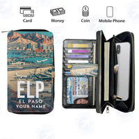 Thumbnail for El Paso International Airport (ELP) Leather Wallets - Zip Long Wallet - Scene + Name