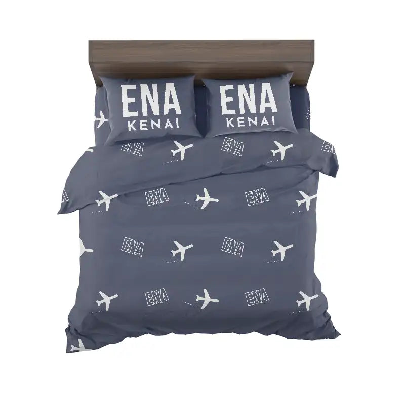 Kenai Municipal Airport (ENA) Bedding Sets & Blankets - Bedding Set - Pattern - Navy Blue