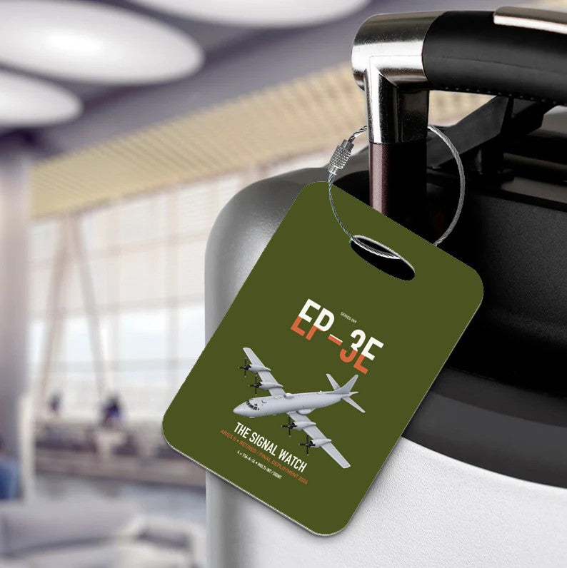 EP-3E ARIES II design on green army acrylic luggage tags, double-side print
