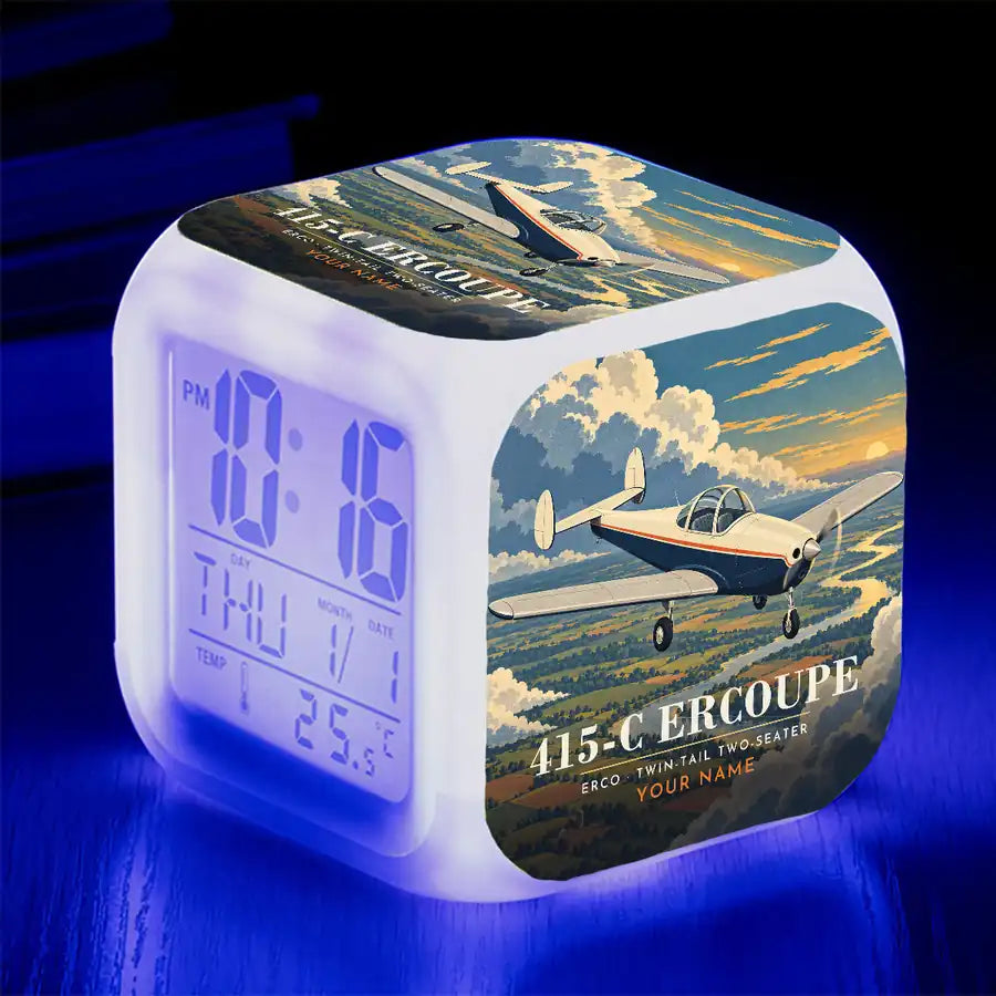 ERCO 415-C Ercoupe - 3D + Name - Alarm Clock