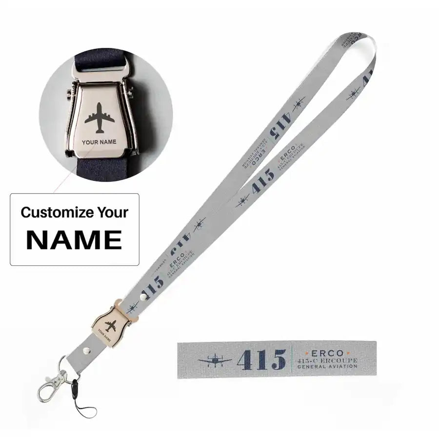 ERCO 415-C Ercoupe Lanyard & ID Holders seat belt lanyard - Heritage - Light Gray with name