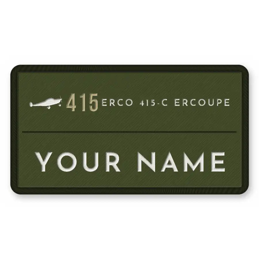 ERCO 415-C Ercoupe Patches - Rectangle + Name - Olive Khaki