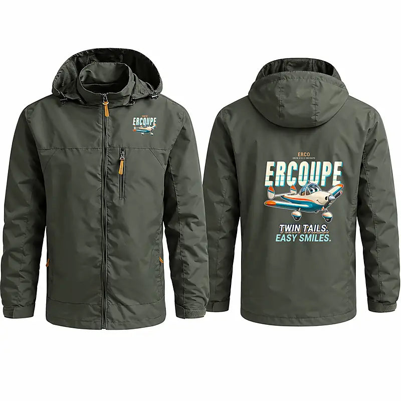 ERCO 415-C Ercoupe Stylish Jackets - Hooded Windbreaker - Cartoon - Olive Green