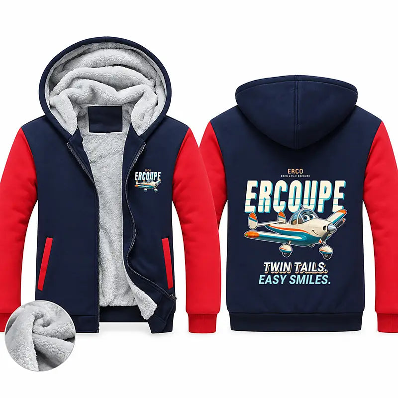 ERCO 415-C Ercoupe Zipped Sweatshirts - Cartoon - Navy & Red