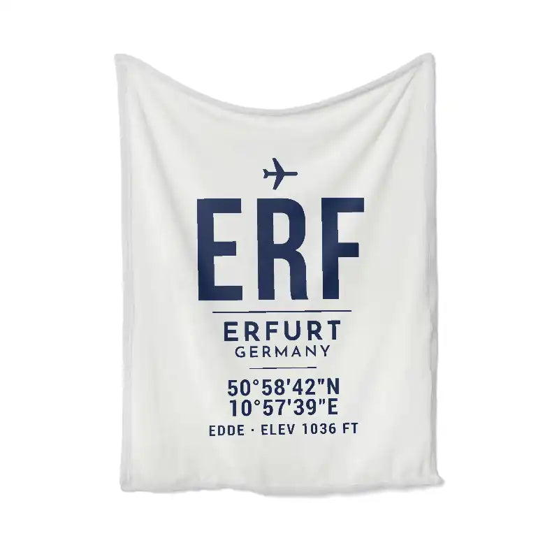 Erfurt-Weimar Airport (ERF) Bedding Sets & Blankets - Blanket - ID Tag - White