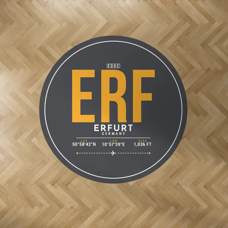 Erfurt-Weimar Airport (ERF) Carpets - Carpet Round - ID Tag - Dark Gray V2