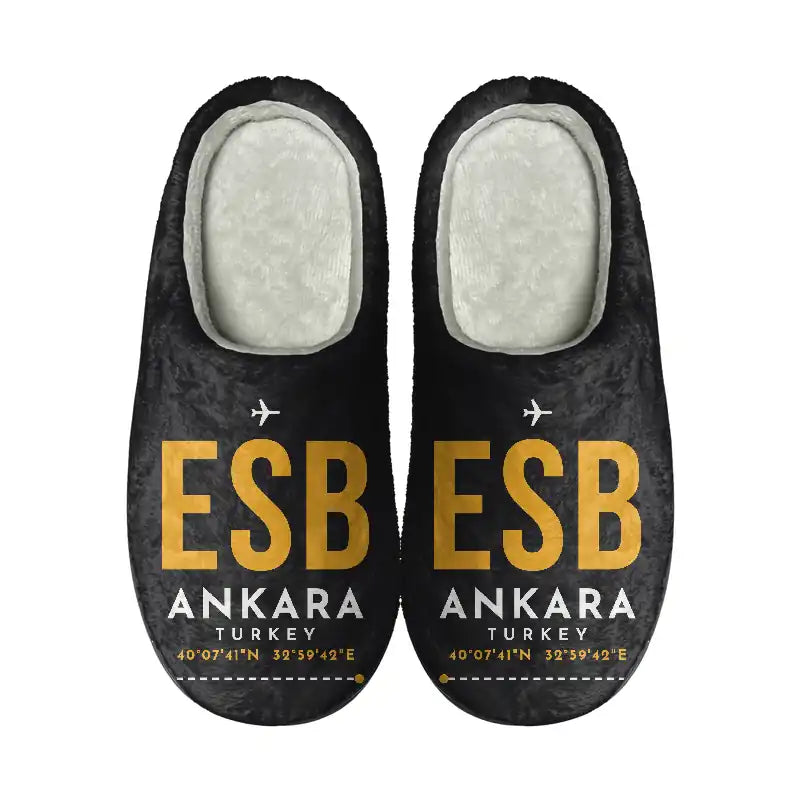 Ankara Esenboga Airport (ESB) Slippers & Flip Flops - Slippers - Cotton - Code - Same - Black