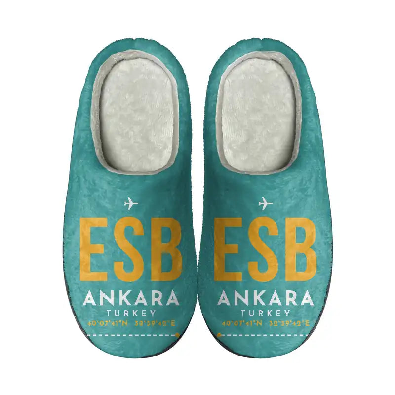 Ankara Esenboga Airport (ESB) Slippers & Flip Flops - Slippers - Cotton - Code - Same - Turquoise