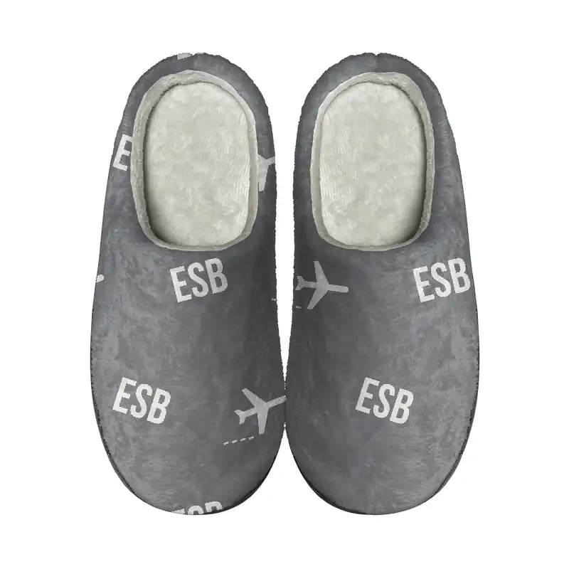 Ankara Esenboga Airport (ESB) Slippers & Flip Flops - Slippers - Cotton - Pattern - Gray