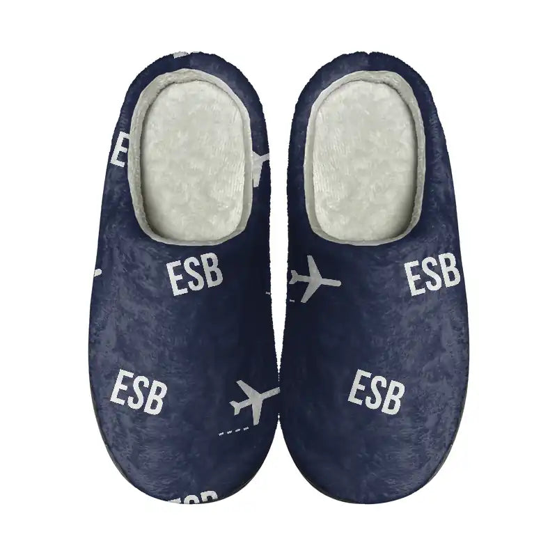 Ankara Esenboga Airport (ESB) Slippers & Flip Flops - Slippers - Cotton - Pattern - Navy Blue