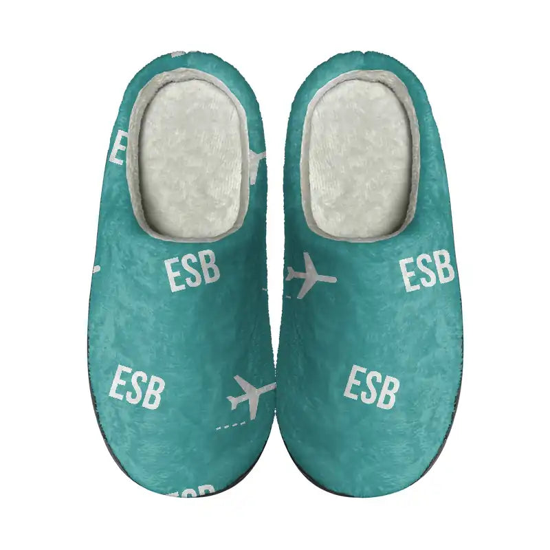 Ankara Esenboga Airport (ESB) Slippers & Flip Flops - Slippers - Cotton - Pattern - Turquoise