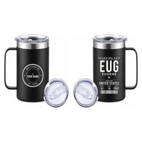 Thumbnail for Eugene Airport Mahlon Sweet Field (EUG) Stainless Steel Mugs - Boarding Pass + Custom Back - Stainless Steel Mug - 24 oz / 700ML - Black