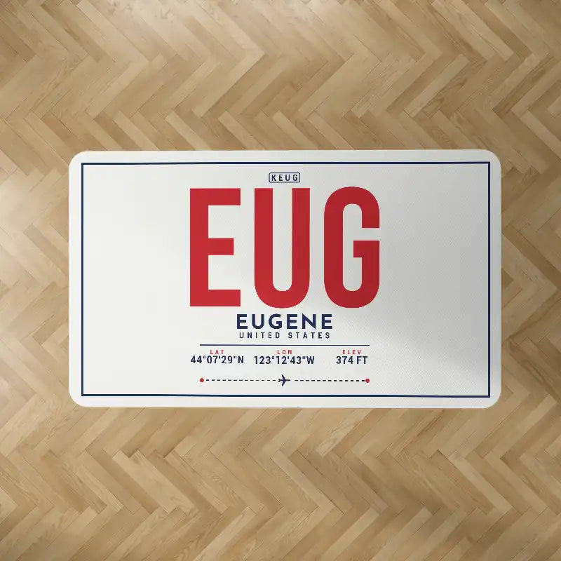 Eugene Airport Mahlon Sweet Field (EUG) Carpets - Carpet Rectangle - ID Tag - White V2