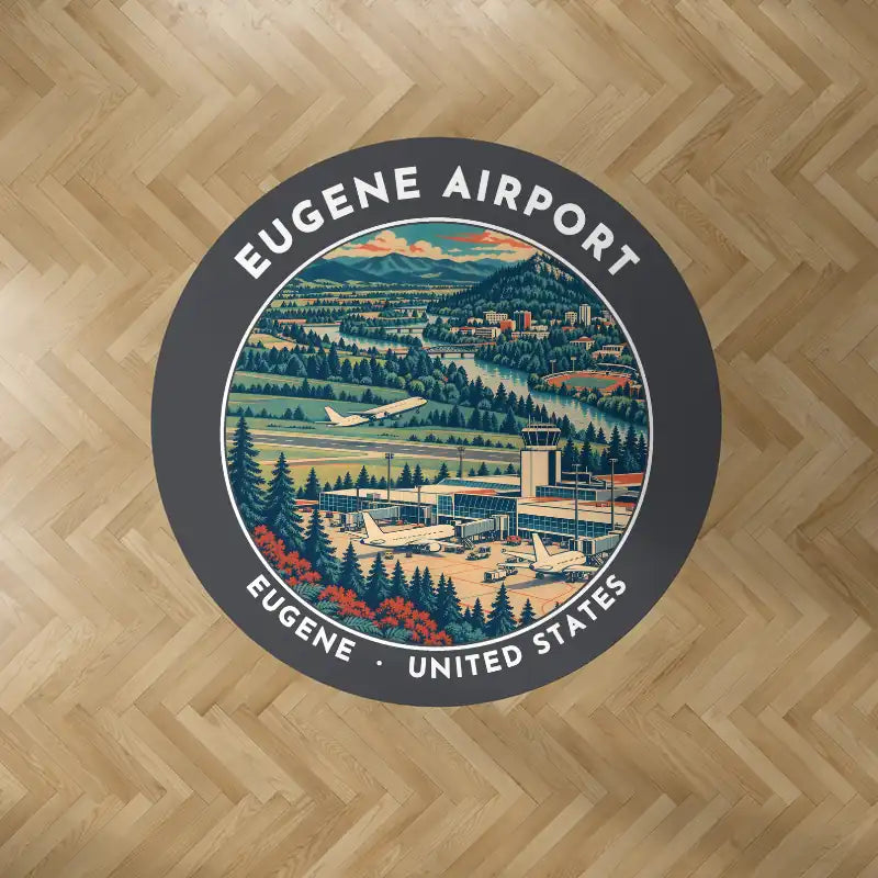 Eugene Airport Mahlon Sweet Field (EUG) Carpets - Carpet Round - Badge - Dark Gray V2