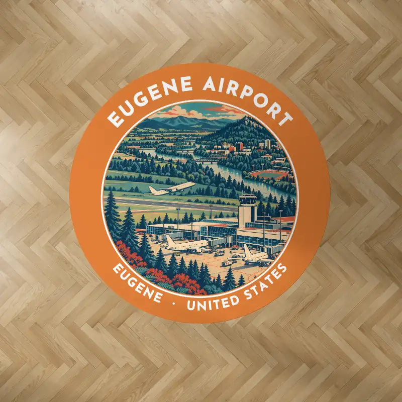 Eugene Airport Mahlon Sweet Field (EUG) Carpets - Carpet Round - Badge - Orange V2