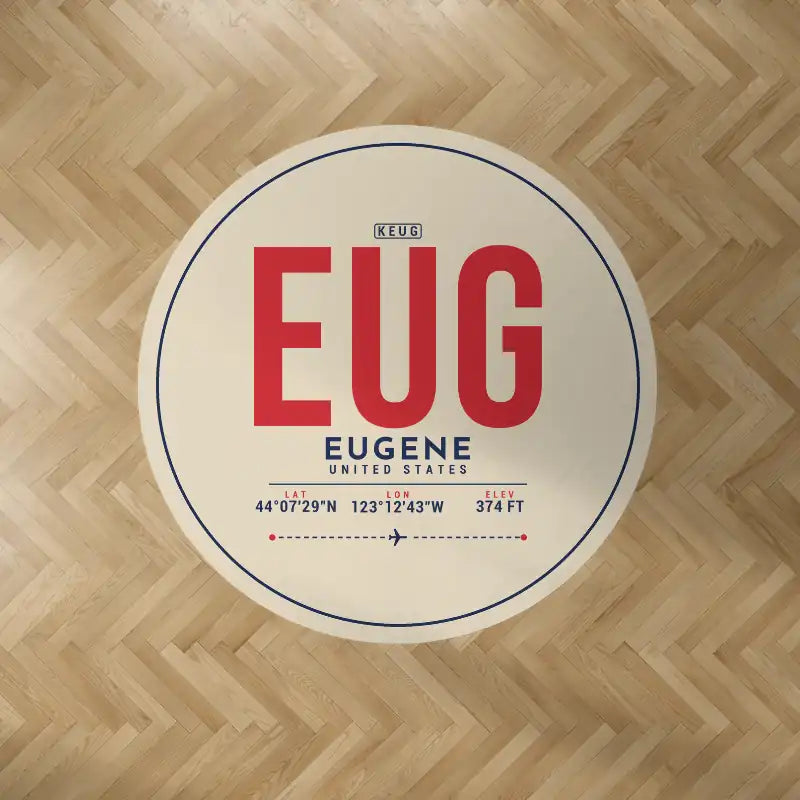 Eugene Airport Mahlon Sweet Field (EUG) Carpets - Carpet Round - ID Tag - Beige V2