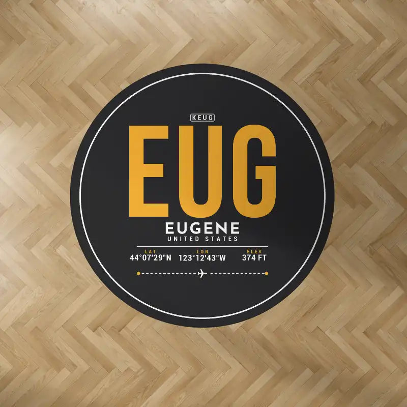 Eugene Airport Mahlon Sweet Field (EUG) Carpets - Carpet Round - ID Tag - Black V2