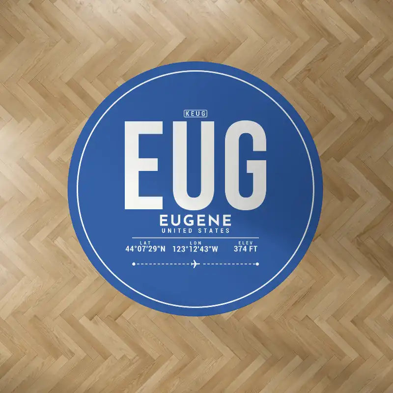 Eugene Airport Mahlon Sweet Field (EUG) Carpets - Carpet Round - ID Tag - Blue V2