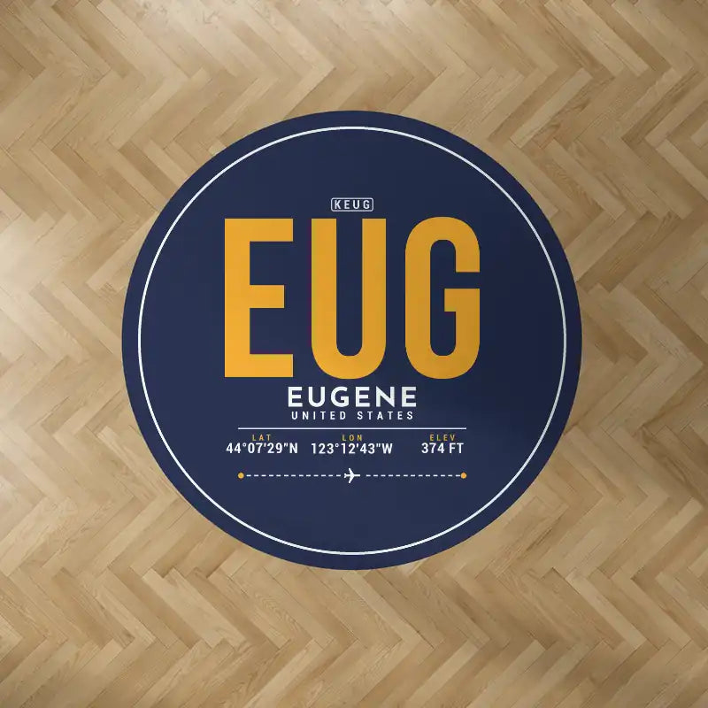 Eugene Airport Mahlon Sweet Field (EUG) Carpets - Carpet Round - ID Tag - Dark Blue V2