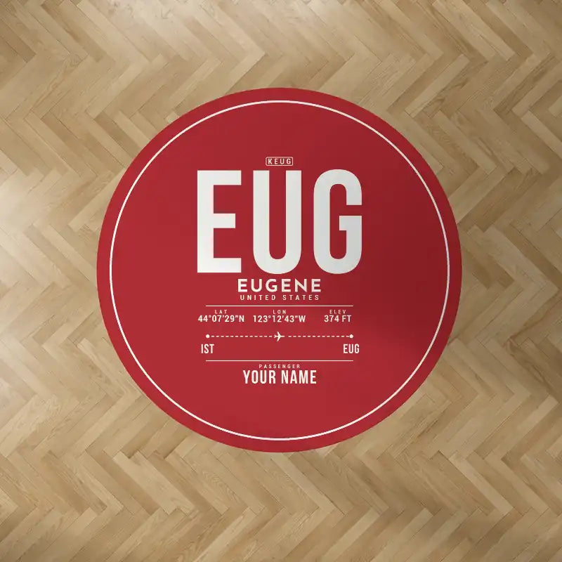 Eugene Airport Mahlon Sweet Field (EUG) Carpets - Carpet Round - ID Tag + Name - Red V2