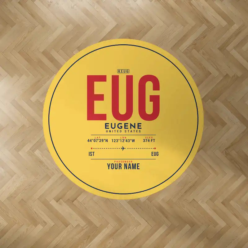 Eugene Airport Mahlon Sweet Field (EUG) Carpets - Carpet Round - ID Tag + Name - Yellow V2