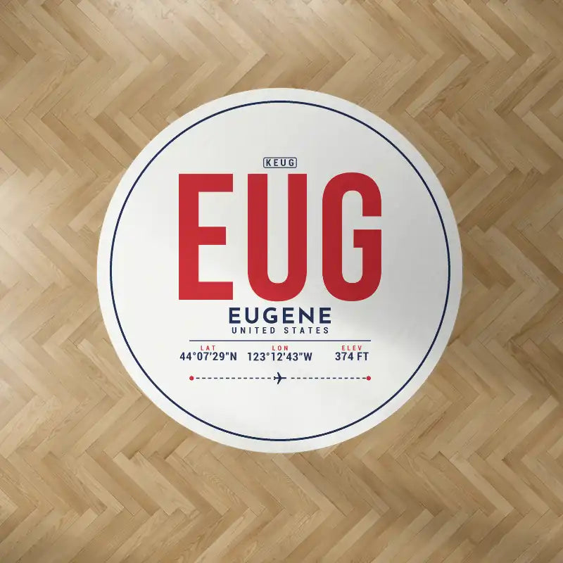 Eugene Airport Mahlon Sweet Field (EUG) Carpets - Carpet Round - ID Tag - White V2