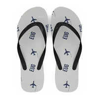 Thumbnail for Eugene Airport Mahlon Sweet Field (EUG) Slippers & Flip Flops - Slippers - Flip Flops - Pattern - White