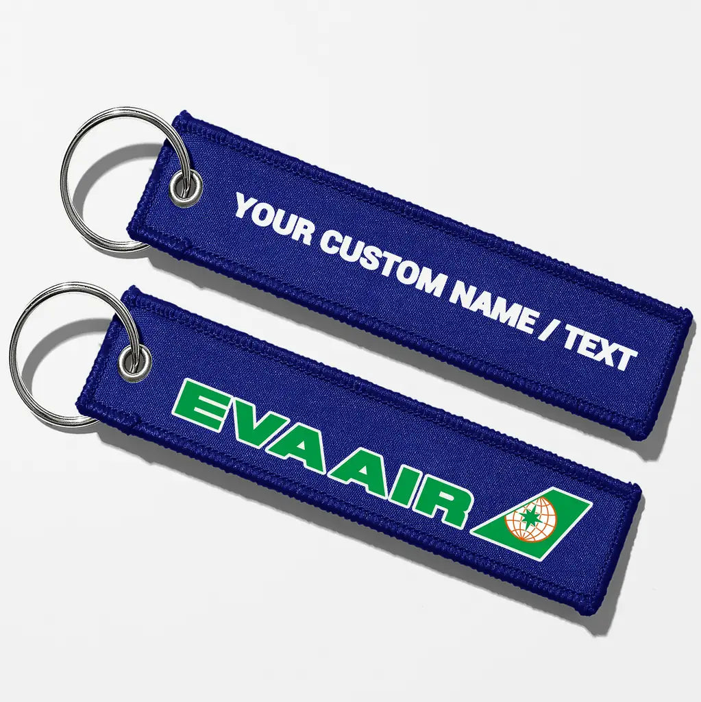 EVA Air Airlines Crew & Staff Tag Key Chains - Blue - Personalized