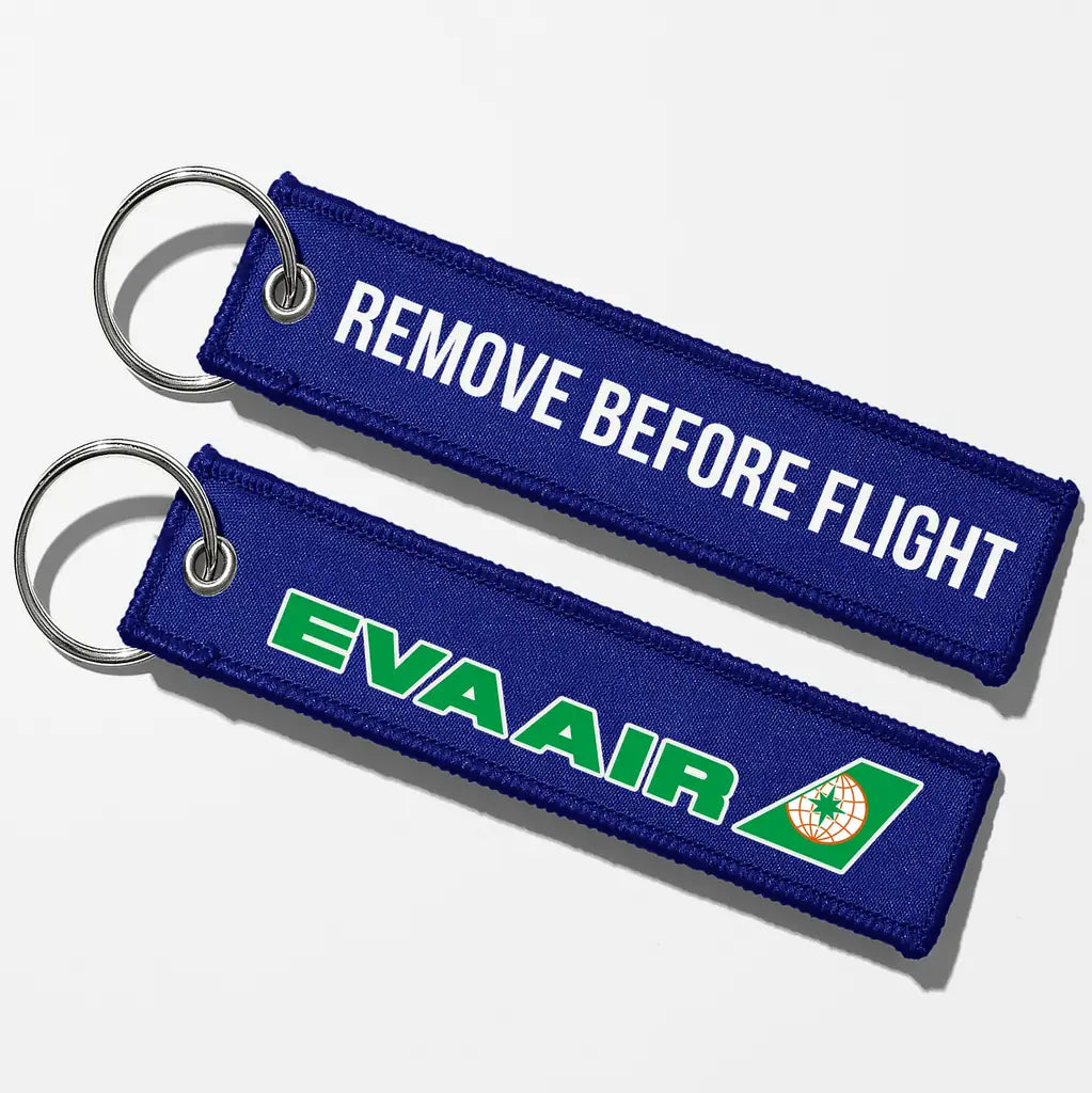 EVA Air Airlines Crew & Staff Tag Key Chains - Blue - Remove Before Flight